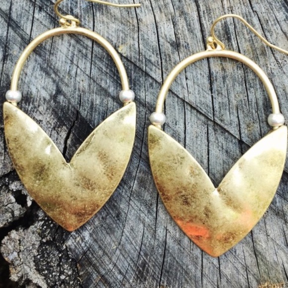 Gold or Silver Hammered Earrings w/ Accent Beads - Picture 4 of 5